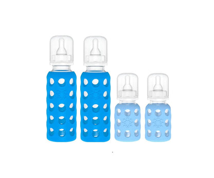 Lifefactory Glass Baby Bottles with Silicone Protection - 4-Pack, 4 oz/9 oz