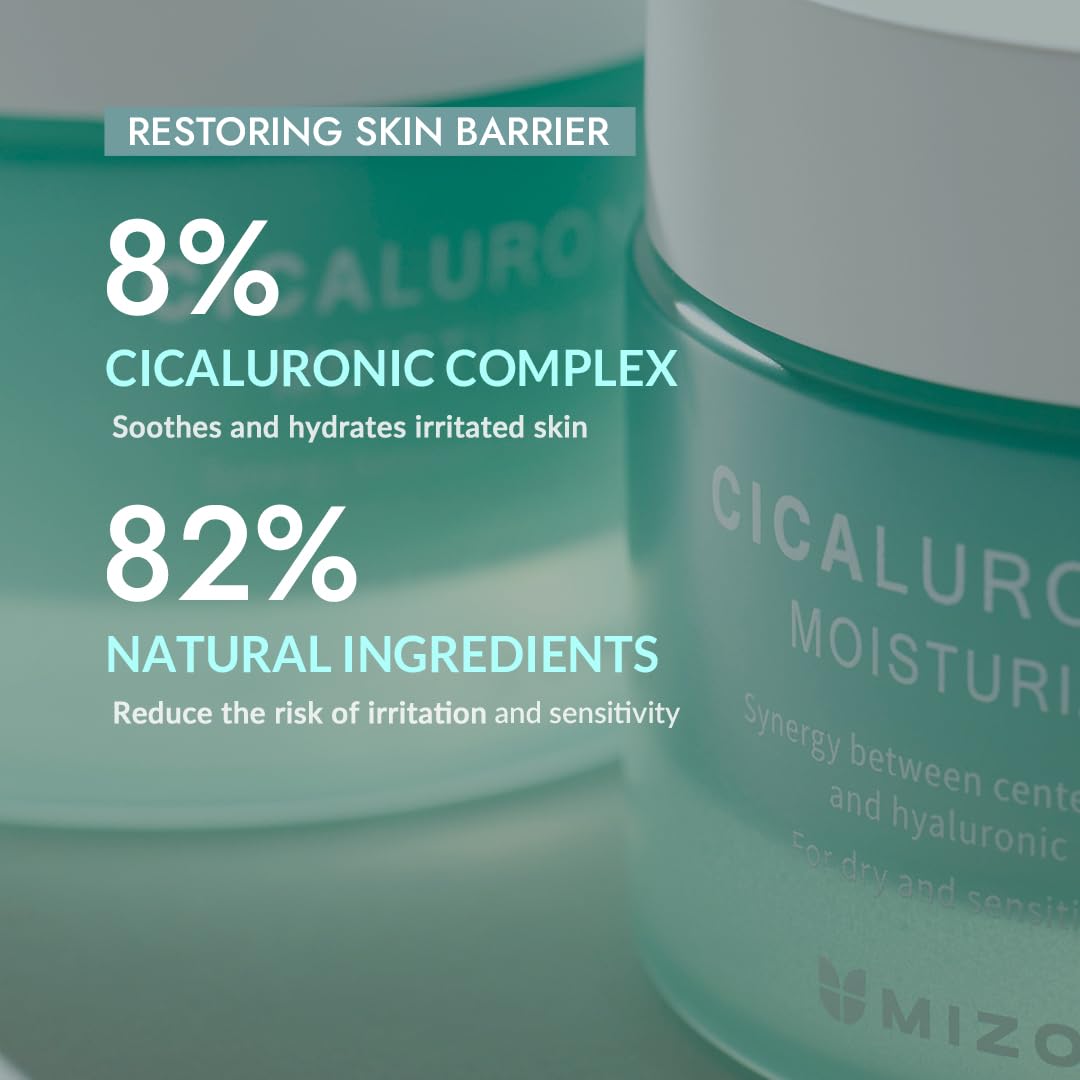 MIZON Cicaluronic MOISTURIZER Centella Asiatica and Hyaluronic Acid Shea Butter Rich moisturizer Soothing Hydrating Korean Skincare (1.69 fl oz/50ml)