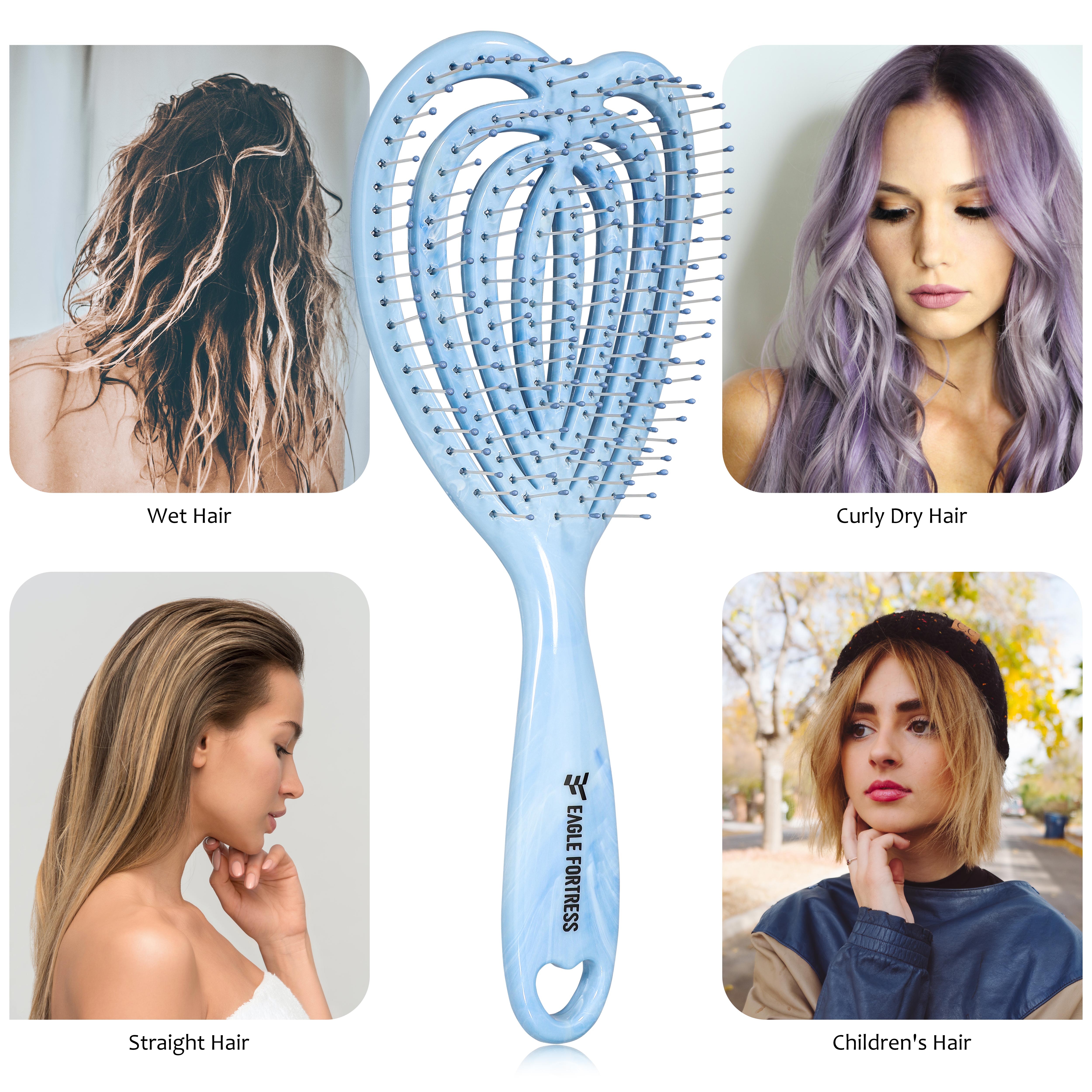 Eagle Fortress Curved Vented Hair Brush Blue