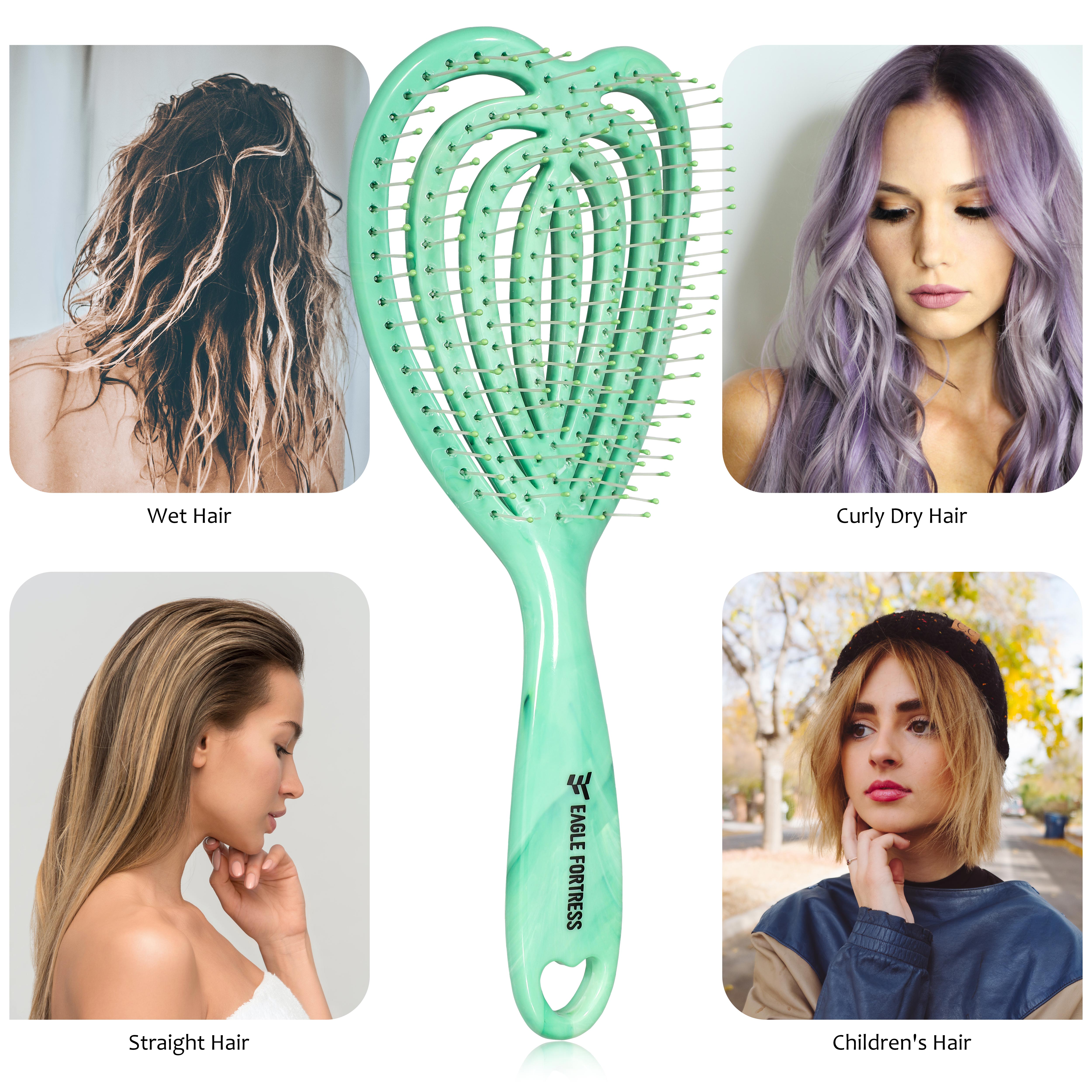 Eagle Fortress Curved Vented Hair Brush Green