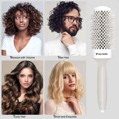 Eagle Fortress XL Ceramic + Ionic Round Hair Brush 1.69 in - Grey