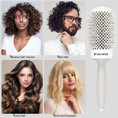 Eagle Fortress XL Ceramic + Ionic Round Hair Brush 2.09 in - Grey