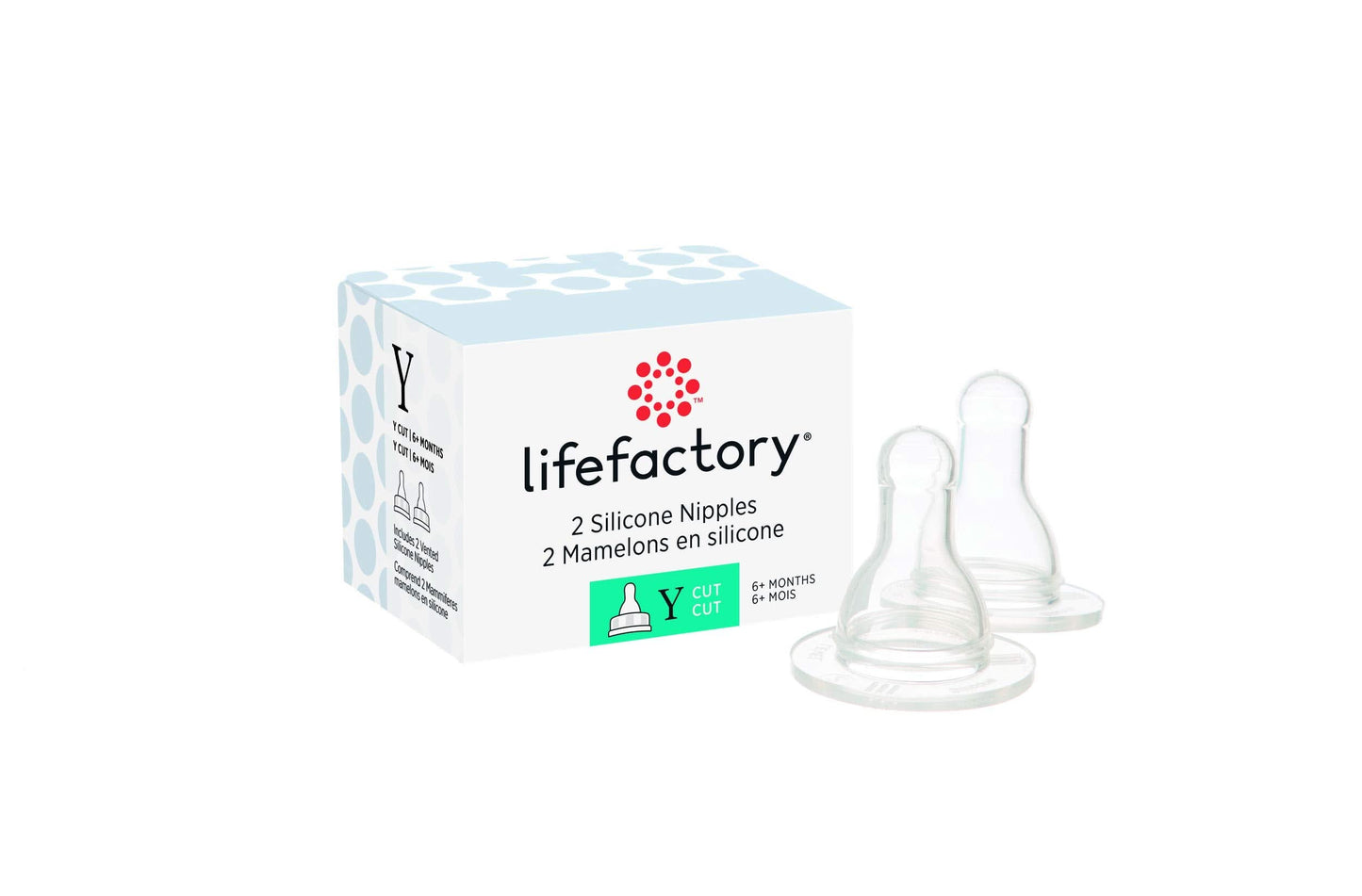 Lifefactory Silicone Nipples Y-Cut for 4oz and 9oz Glass Bottles - 2 pack