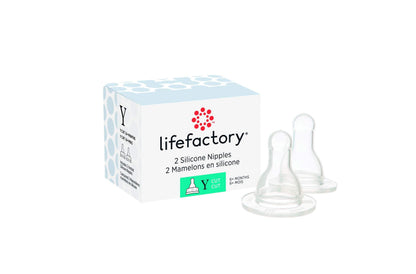 Lifefactory Silicone Nipples Y-Cut for 4oz and 9oz Glass Bottles - 2 pack