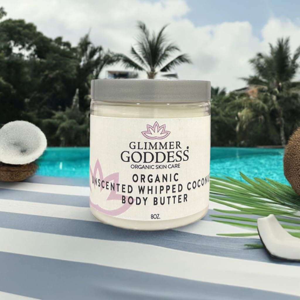 GLIMMER GODDESS Organic Whipped Coconut Oil Body Butter, 8oz