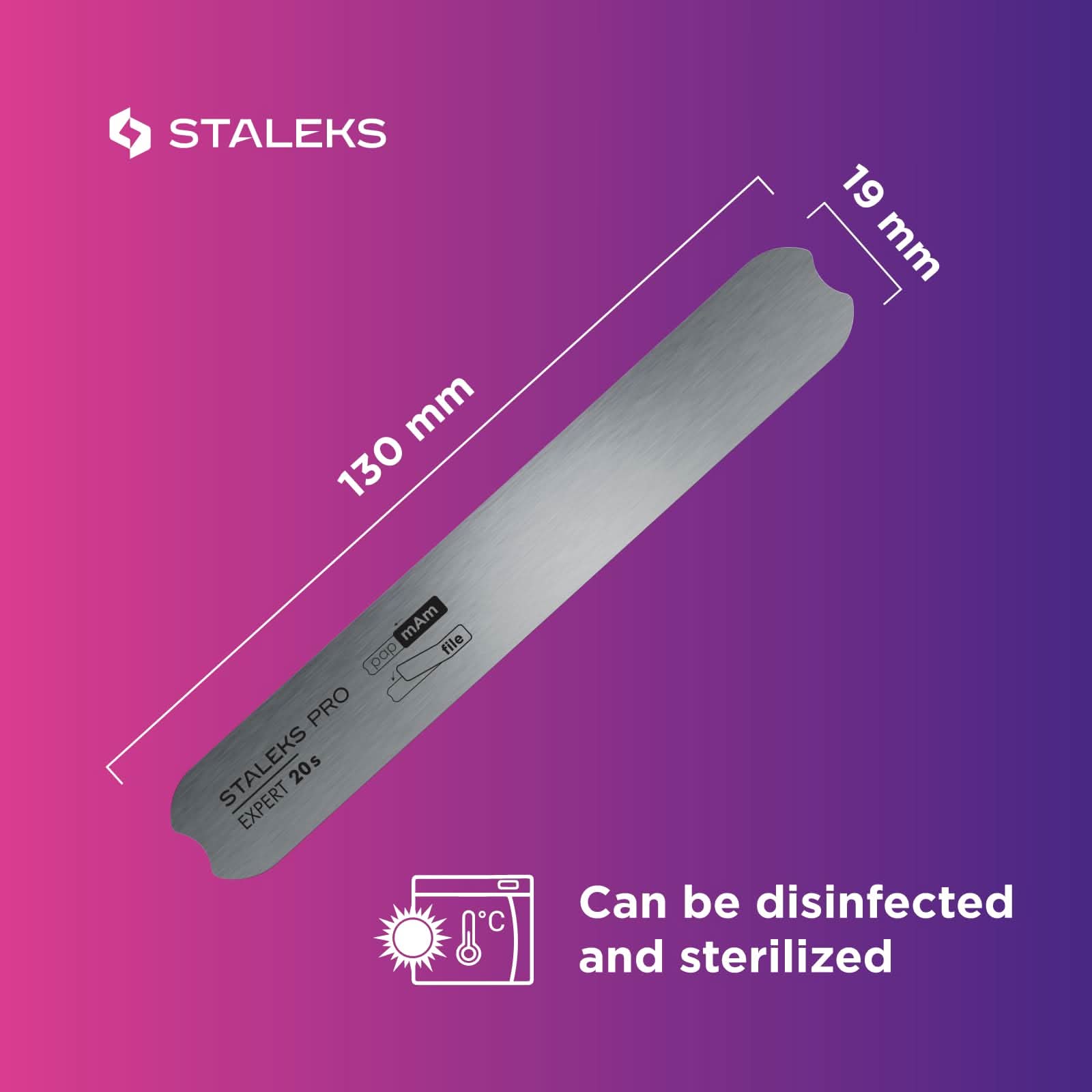 Staleks Pro Short Straight Metal Base for Nail File Expert 20s – 130 mm – Stainless Steel Reusable Base – for Disposable Nail Files – Pedicure and Manicure