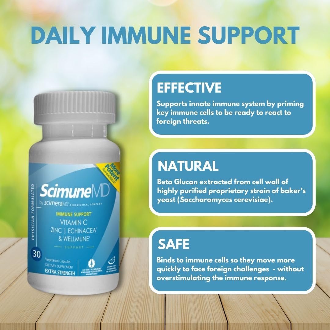 ScimeraMD® Scimune Immune Support Supplement with Zinc, Quercetin, Echinacea, and Wellmune® Beta Glucan