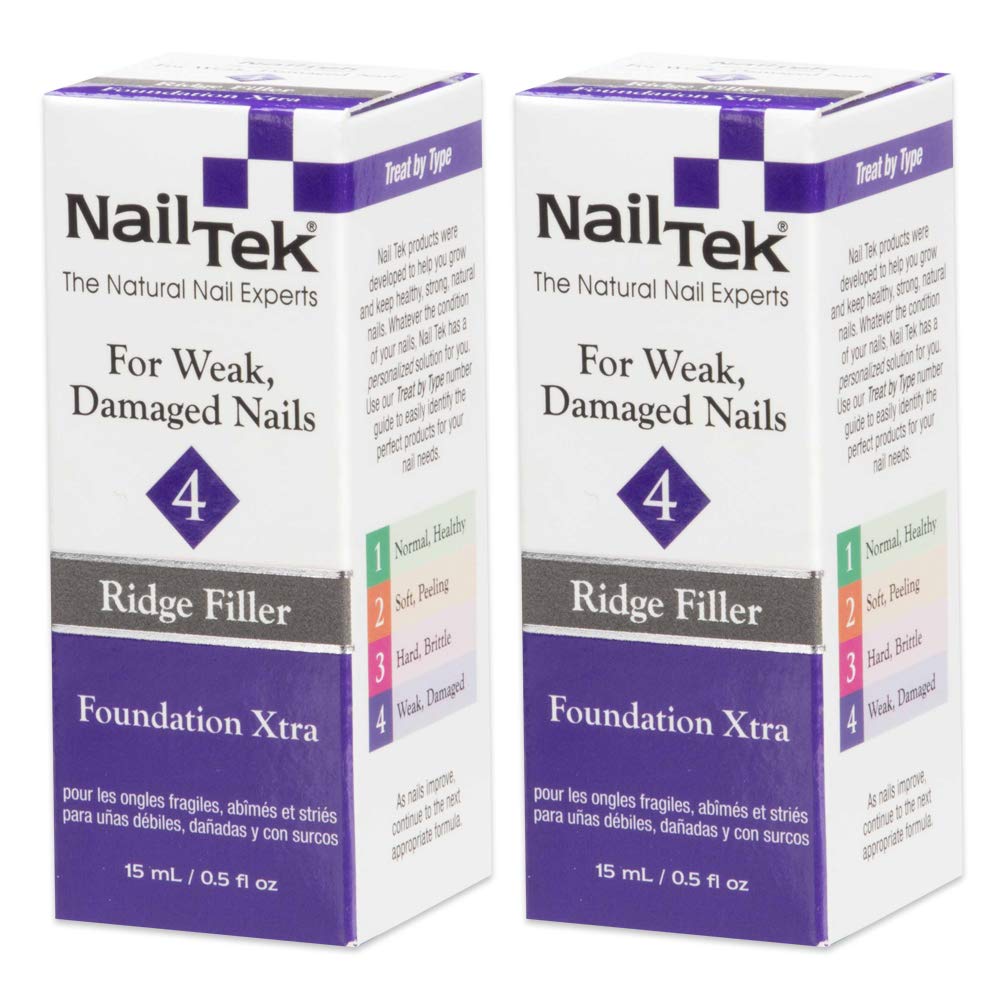 Nail Tek Foundation Xtra 4 Ridge Filling Strengthening Base Coat for Weak and Damaged Nails 0.5 oz