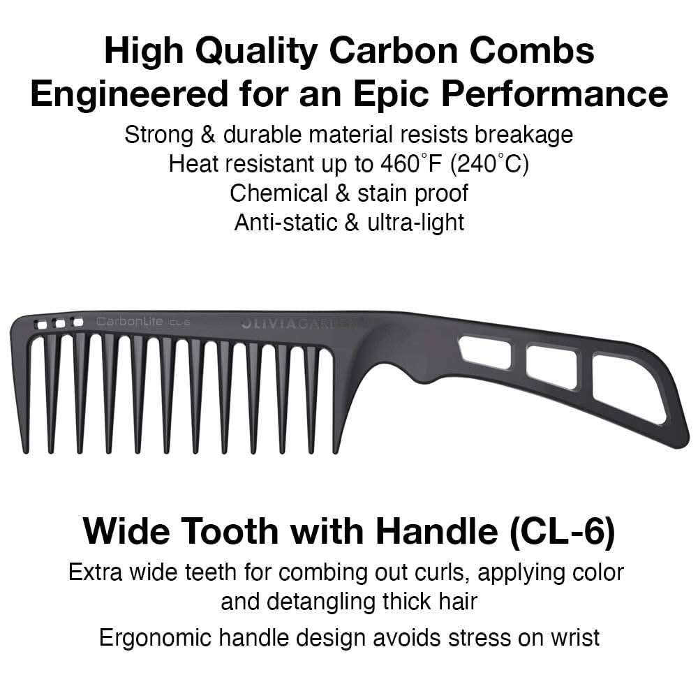 Olivia Garden CarbonLite Comb - CL-6 (Wide Tooth w/ Handle)