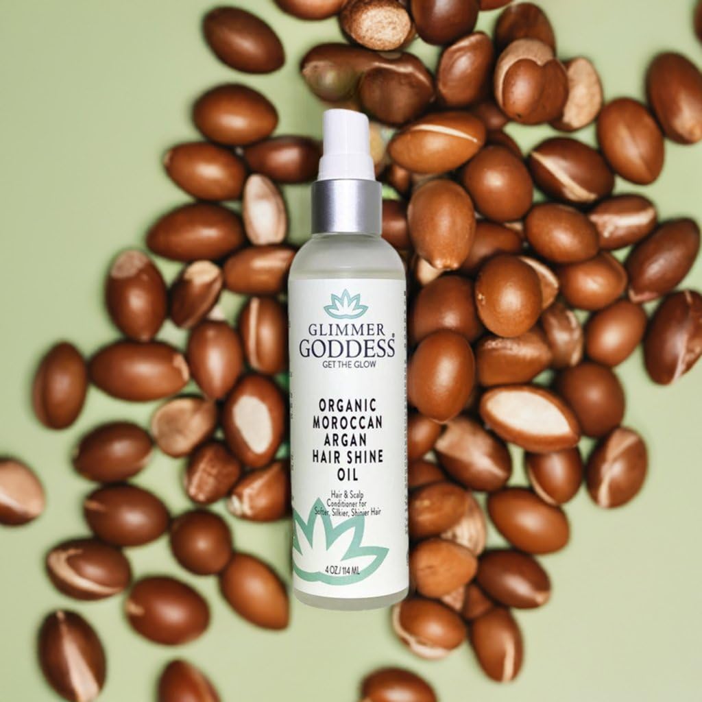 GLIMMER GODDESS Organic Moroccan Argan Oil Hair Spray - Frizz Control, 4 oz