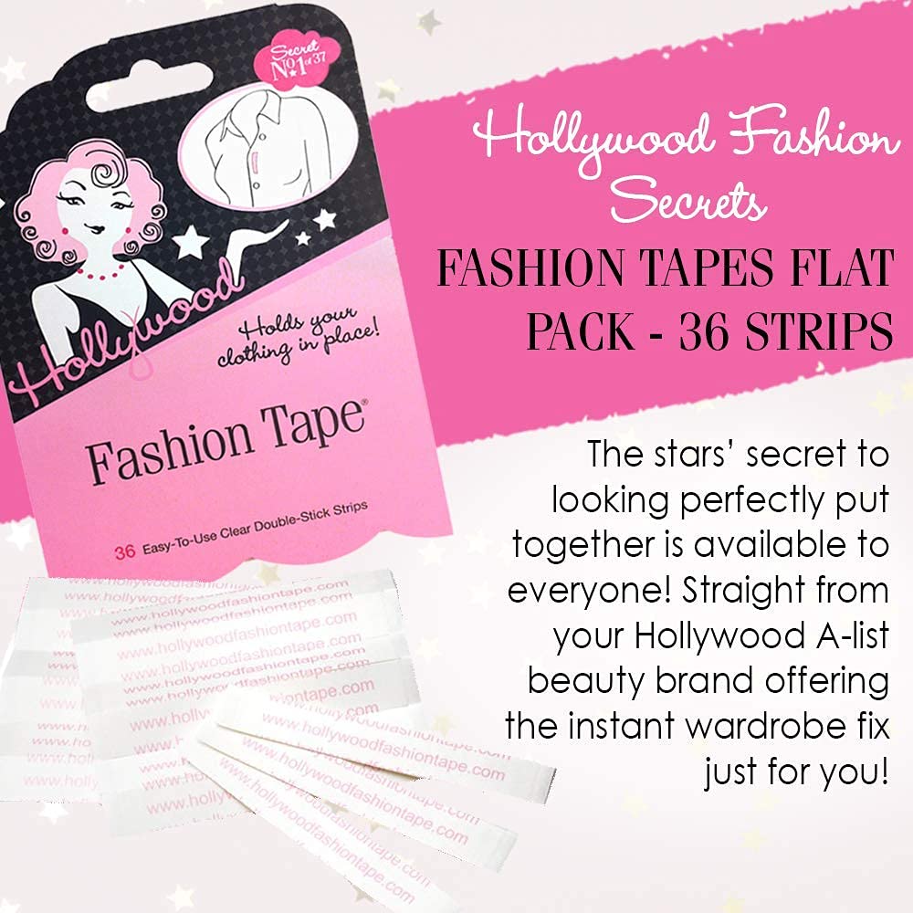 Hollywood Fashion Secrets Fashion Tape Flat Pack, Easy to Use Double Stick, 36 Strips, 2-Pack