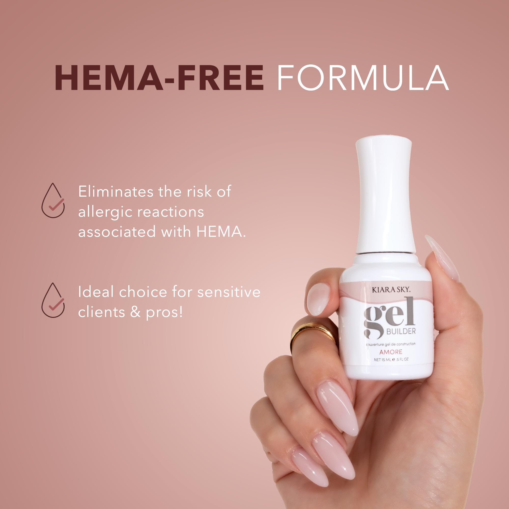 KIARA SKY Hema-Free Builder Nail Gel, Amore, 0.5 Fl oz
