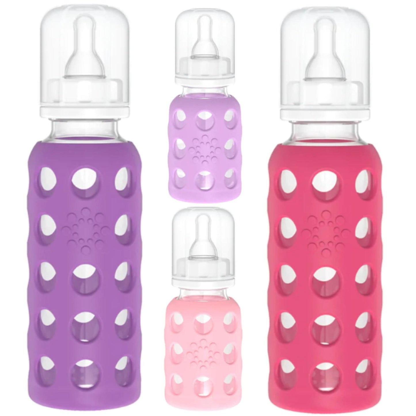 Lifefactory Glass Baby Bottles with Silicone Protection - 4-Pack, 4 oz/9 oz