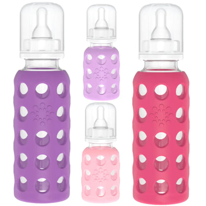 Lifefactory Glass Baby Bottles with Silicone Protection - 4-Pack, 4 oz/9 oz