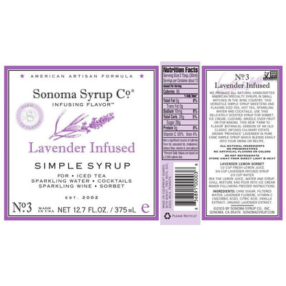 Sonoma Syrup No. 3 Lavender Infused Simple Syrup 12.7 oz