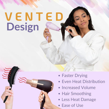 INATEKPRO Curved Vented Boar Bristle Detangler Brush - GREY | MEDIUM