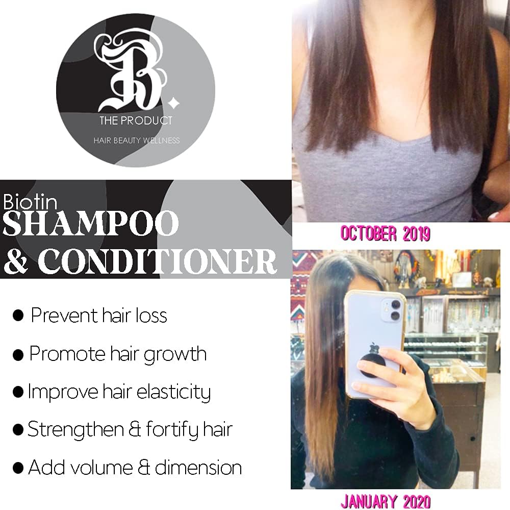 B THE PRODUCT BY THE BEAUTY BOX - Biotin Infused Shampoo and Conditioner Set 17fl oz each + Leave-in Treatment 8.2fl oz