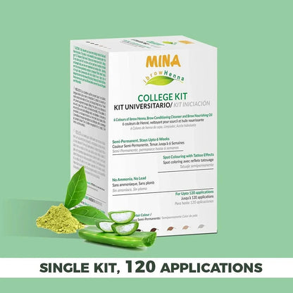 MINA IBROW - HENNA COLLEGE KIT - 6 SHADES (Black, Dark Brown, Medium Brown, Light Brown, Blonde & Ash Blonde)