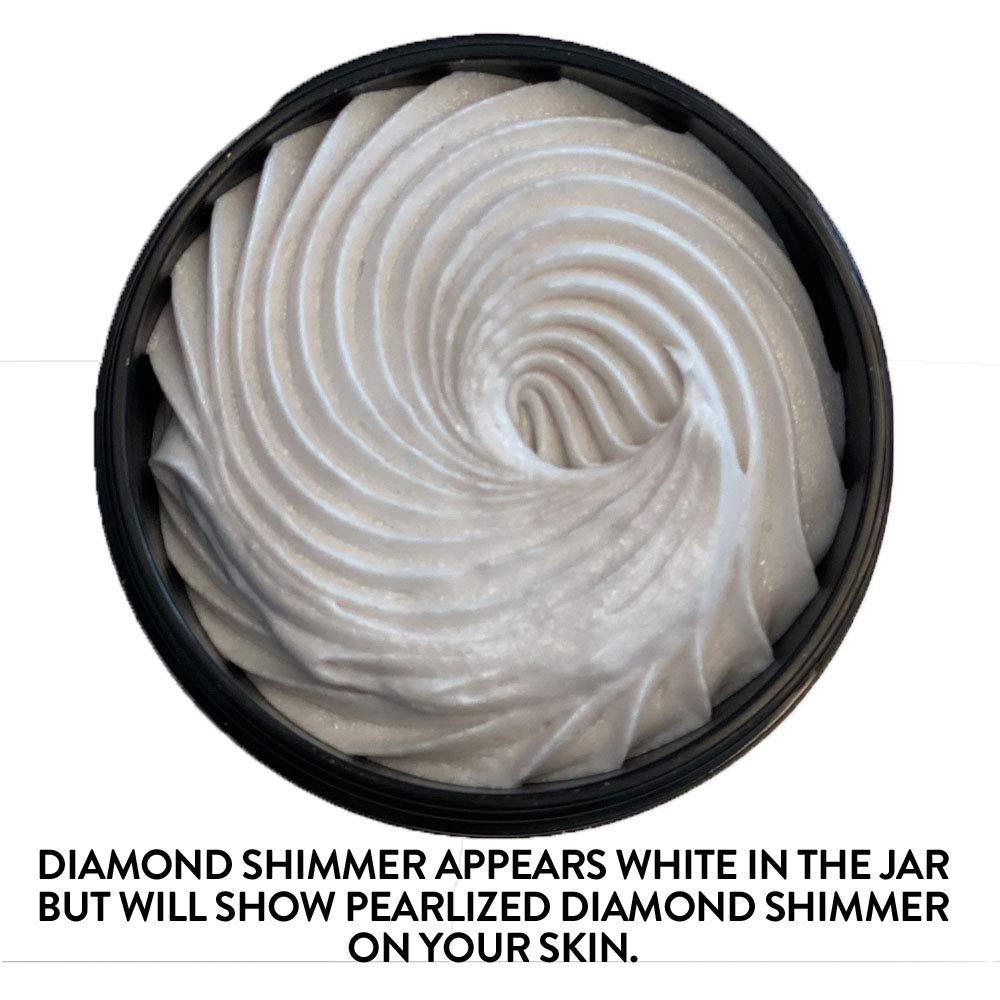 Glimmer Goddess Organic Shimmer Whipped Body Butter - Diamond Level 1 Subtle Glow 4 oz