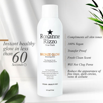 Roxanne Rizzo No Filter Skin Set - Bronze Glow Mist 6oz/177ml + Wall Street Bronzer Powder .3oz/8g