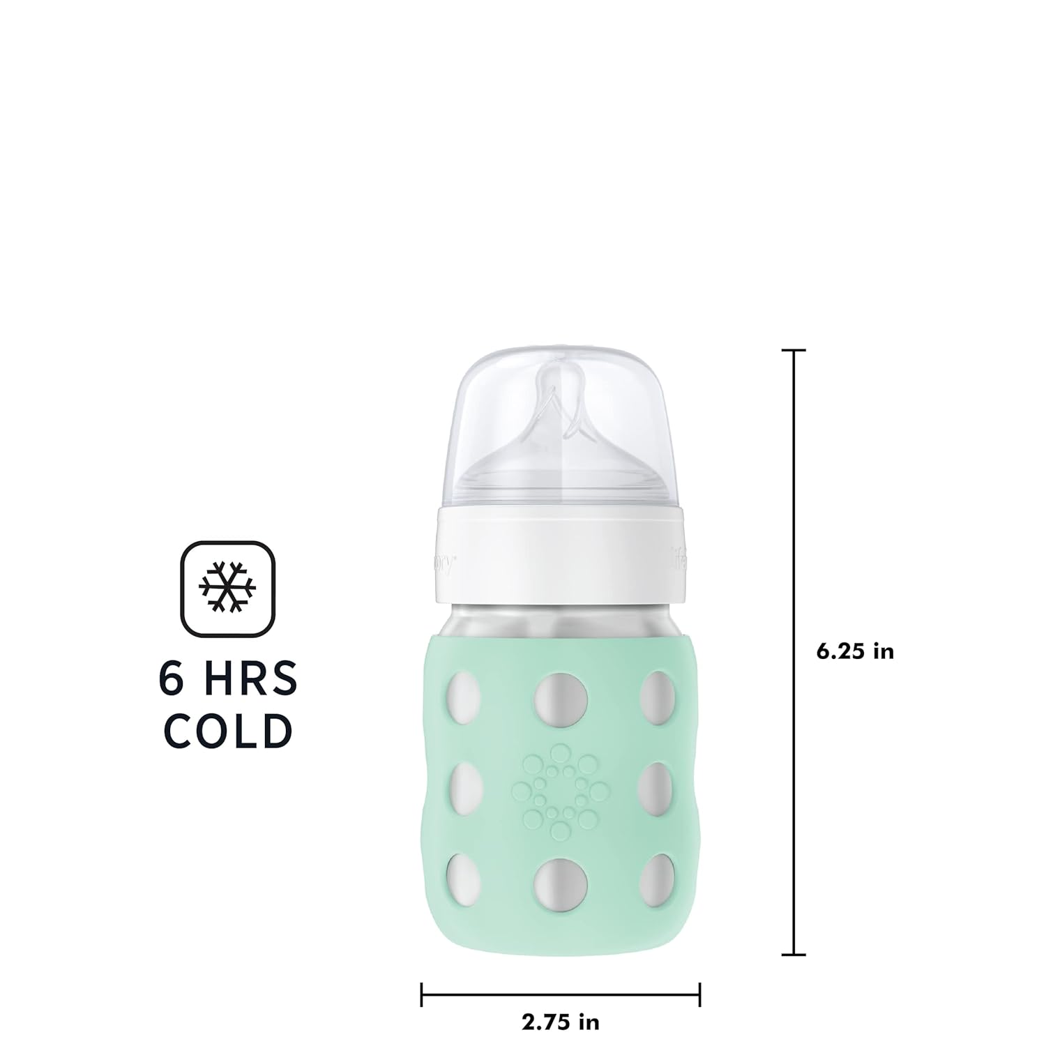 Lifefactory Stainless Steel Baby Bottle 8oz-Mint