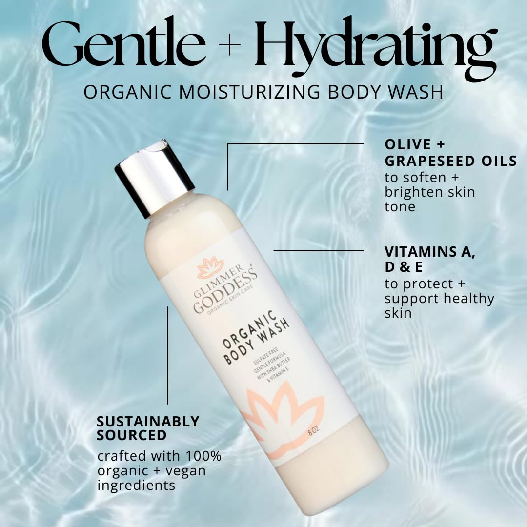 Glimmer Goddess Organic Moisturizing Body Wash, 8 oz