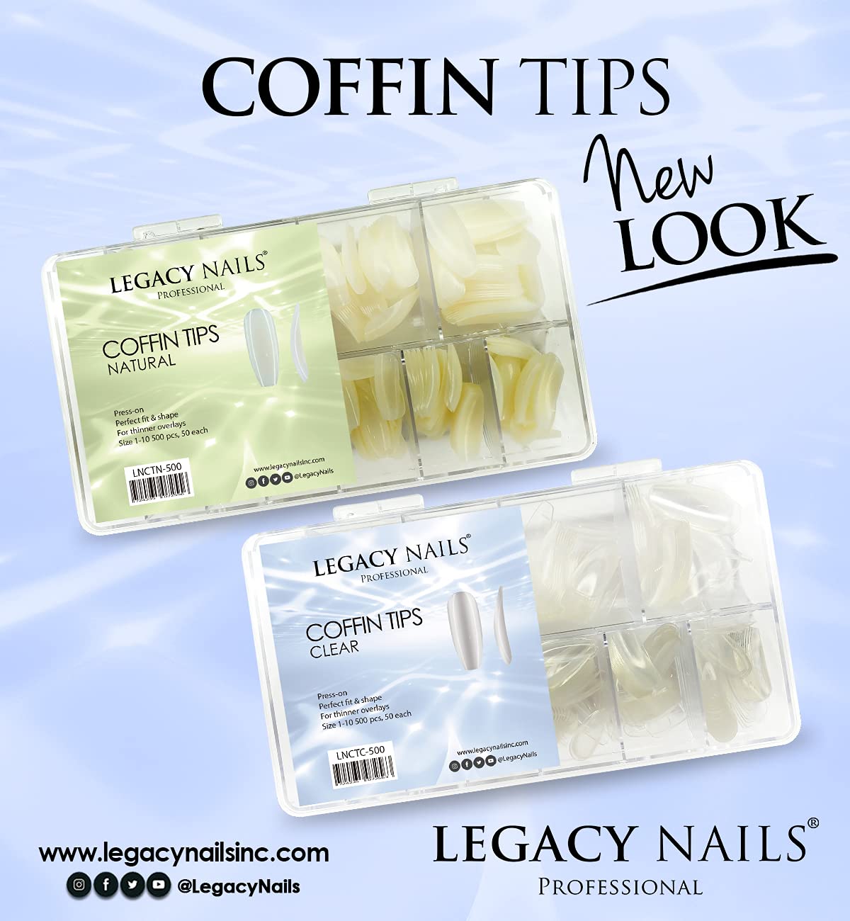 Legacy Nails Professional Nail Tips - Ideal for Acrylic, Gel or Smart Builder Gel Nails