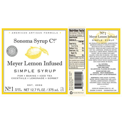 Sonoma Syrup No. 1 Meyer Lemon Infused Simple Syrup 12.7 oz