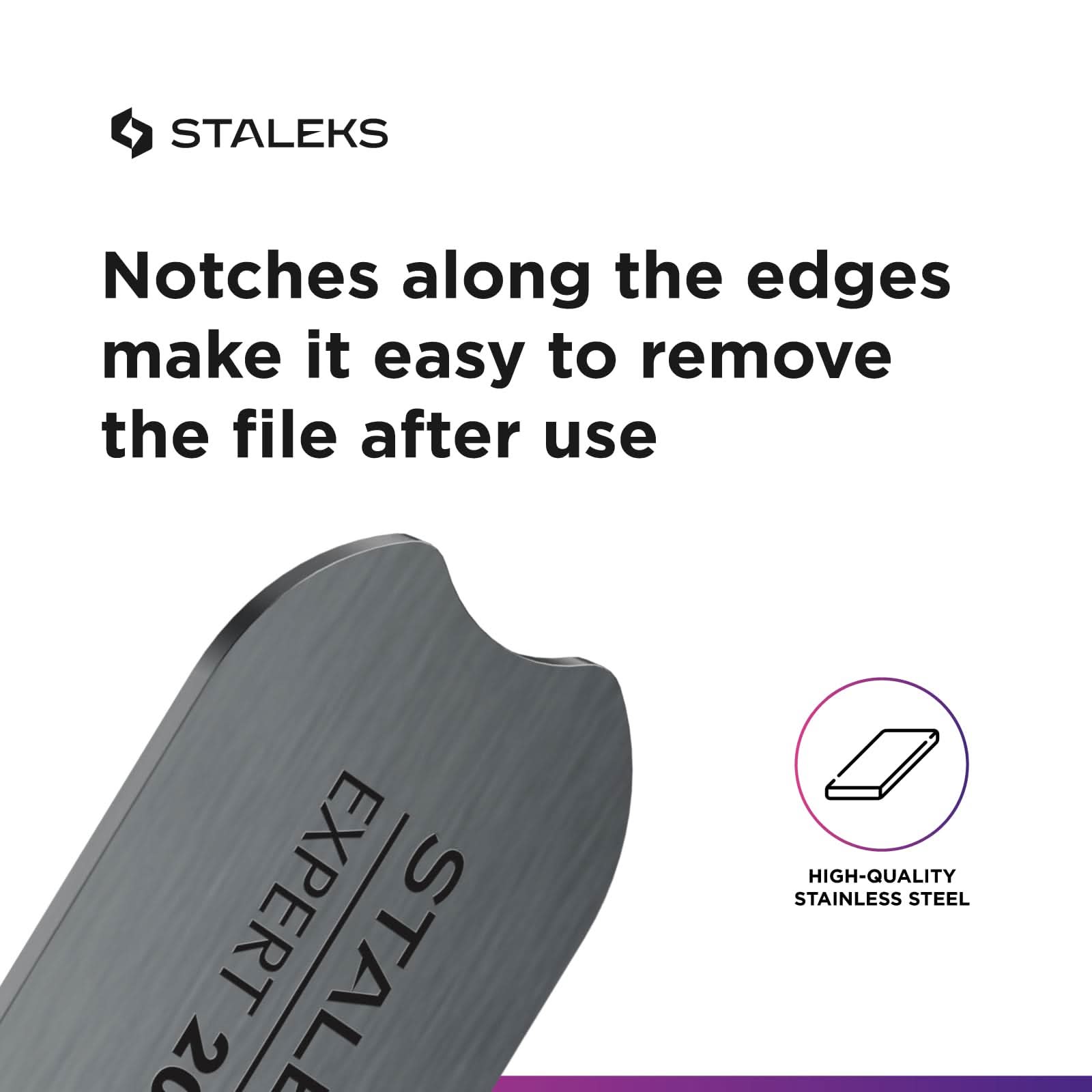 Staleks Pro Short Straight Metal Base for Nail File Expert 20s – 130 mm – Stainless Steel Reusable Base – for Disposable Nail Files – Pedicure and Manicure