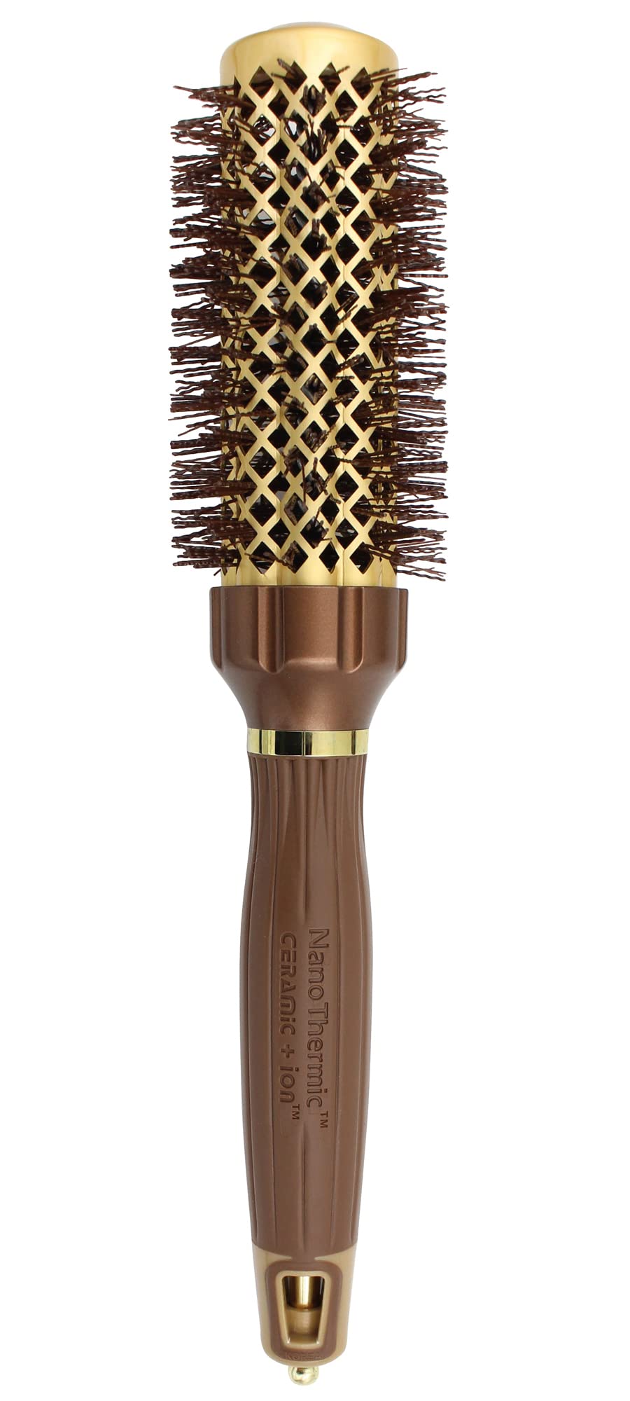 Olivia Garden NanoThermic PowerGrip Thermal brush with special patented wavy barrel for extra tension and grip, ceramic coated barrel, ionic technology, ergonomic handle, for medium to thick hair