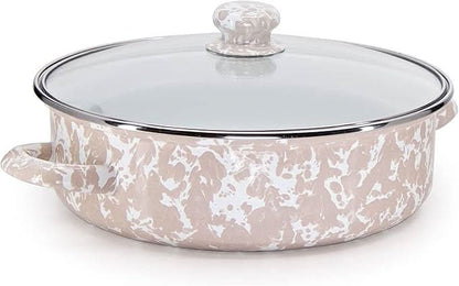 Golden Rabbit Non-Stick Enamelware 3 qt Saute Pan with Lid
