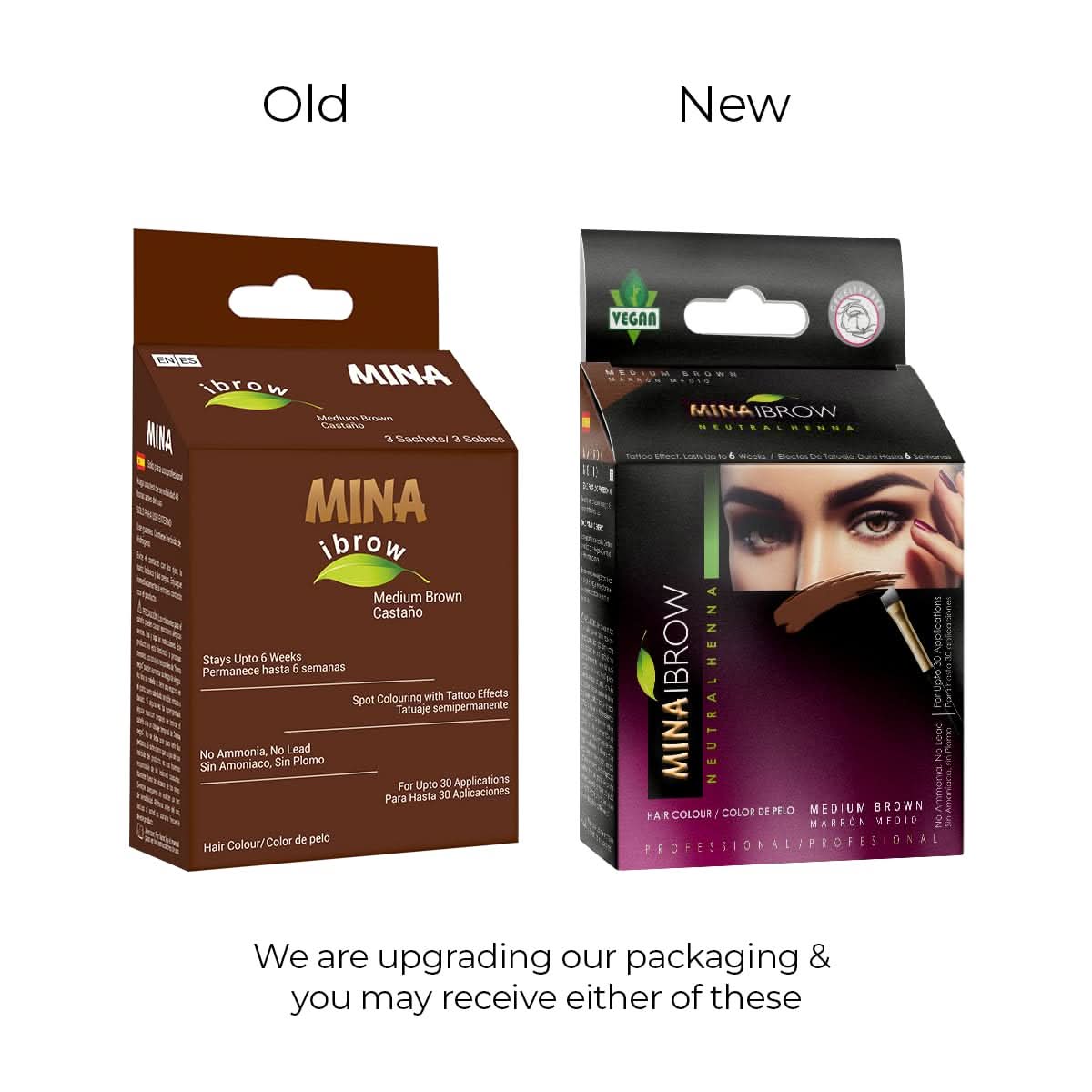 Mina IBrow Instant Hair Dye Kit Medium Brown with Stain Remover 200ml