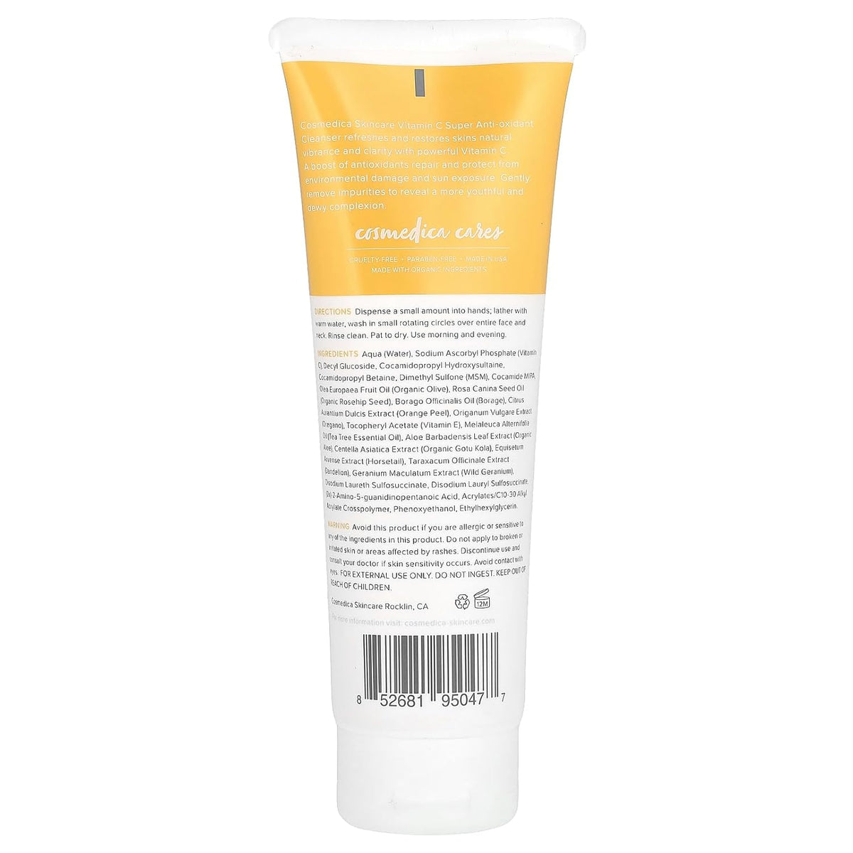 Cosmedica Vitamin C Facial Cleanser - Anti-Aging Face Wash, 4oz