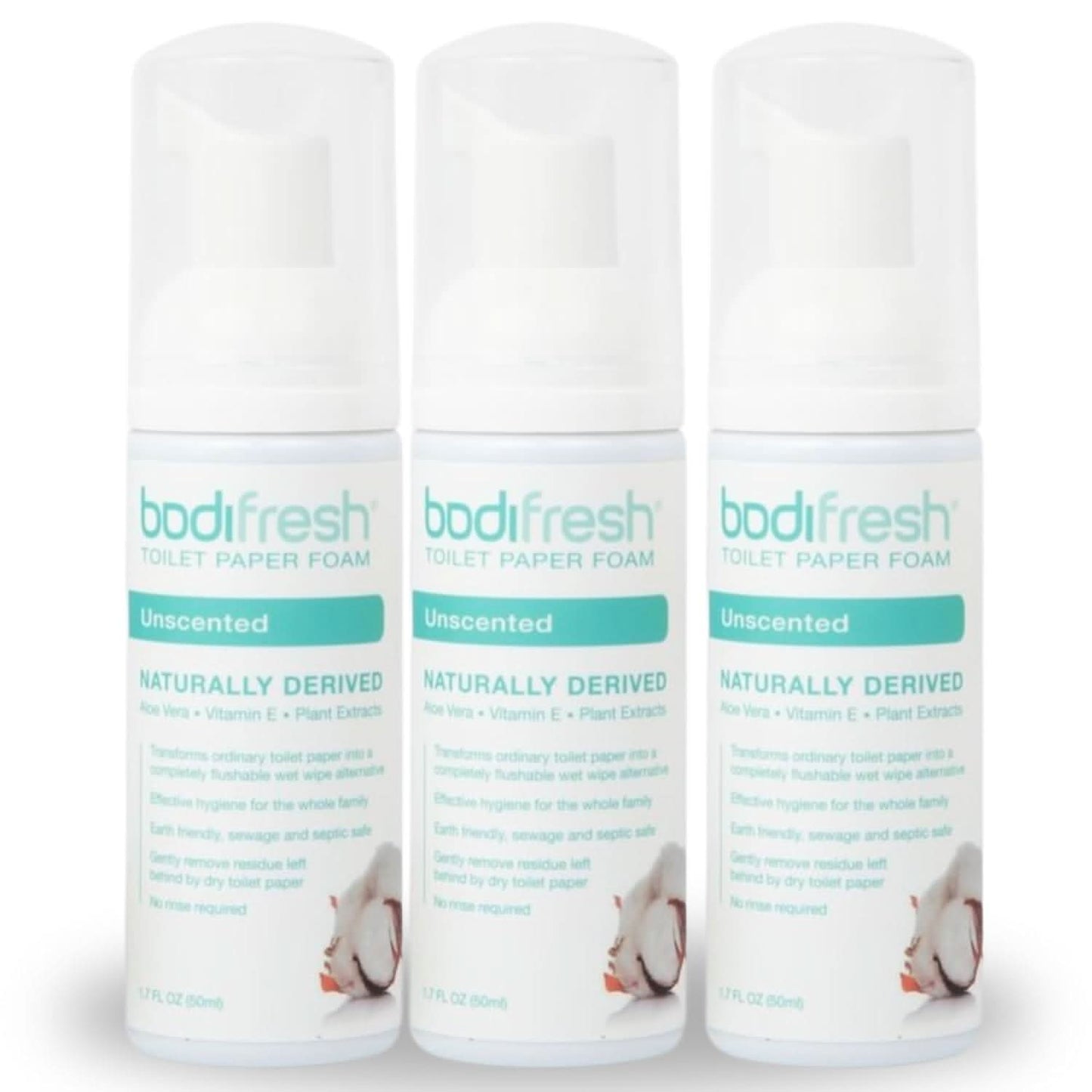 BODI FRESH - Toilet Paper Foam, Liquid Wet Wipe with Aloe & Vitamin E       1.7 Fl Oz - 3PACK