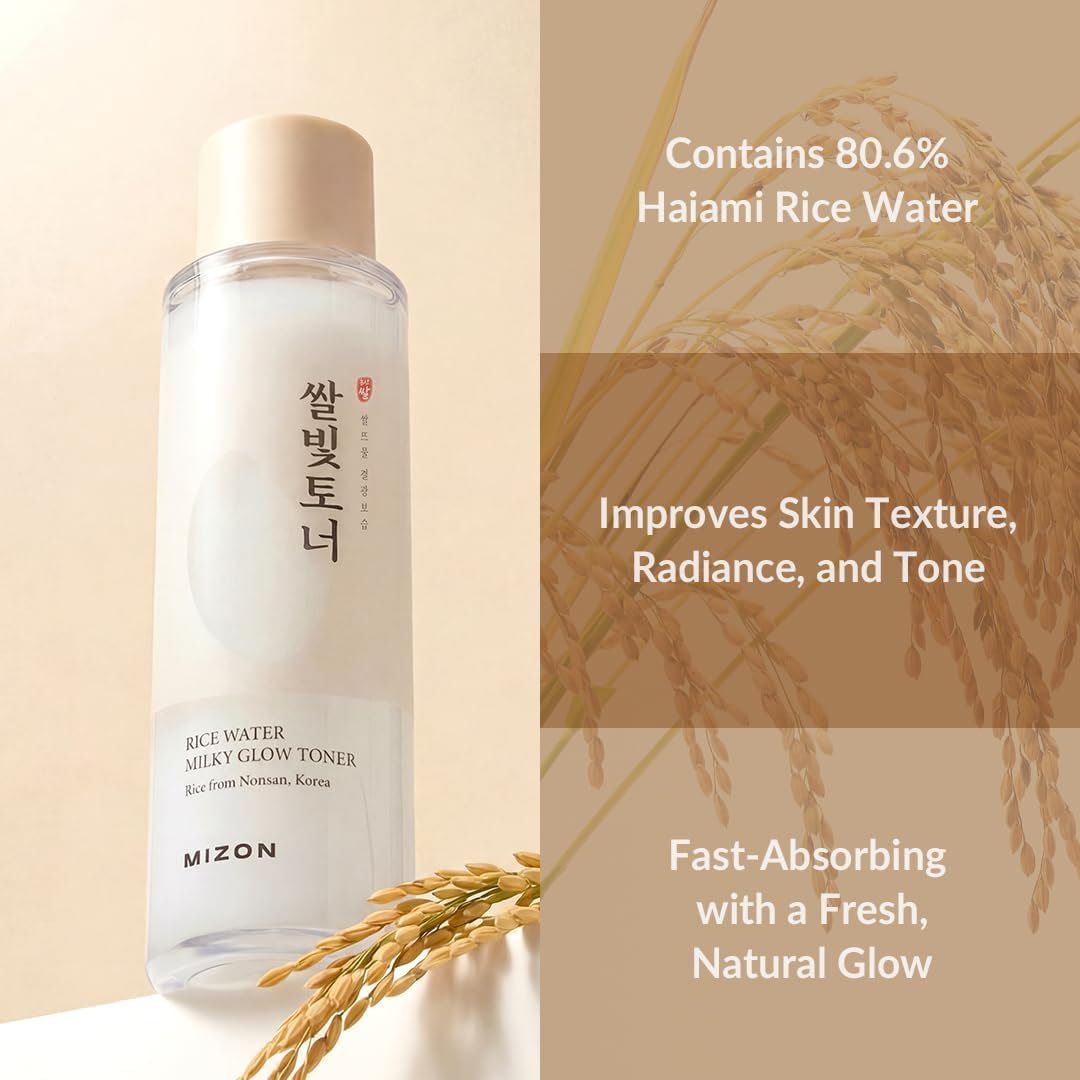 MIZON Rice Water Milky Glow Toner, 5.07 fl oz