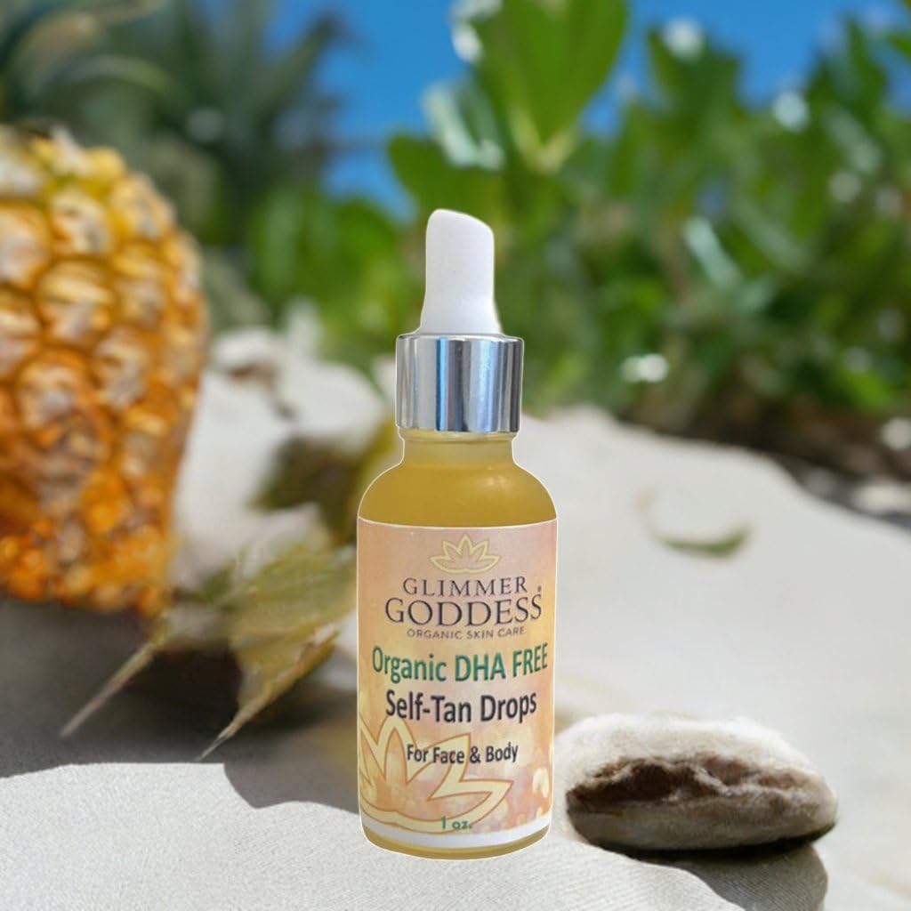 GLIMMER GODDESS Organic Self Tanning Drops, Unscented, 1oz