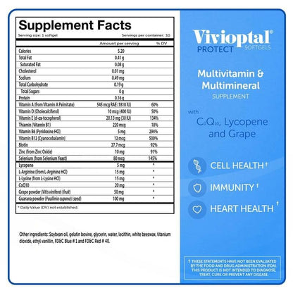 Vivioptal PROTECT For Men Multivitamin & Multimineral Supplement 30 Capsules