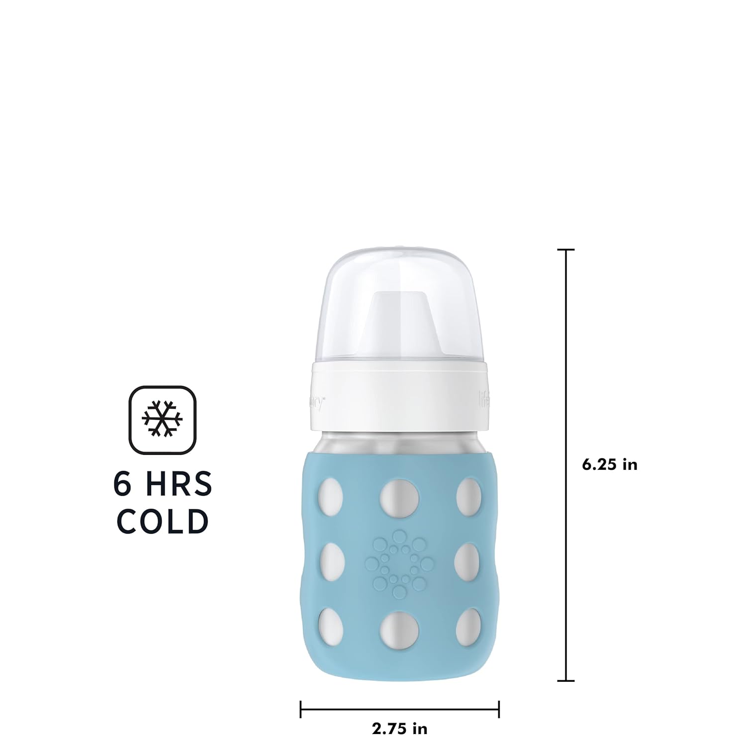 Lifefactory Stainless Steel Baby Bottle Hard Sippy Spout 8oz-Denim