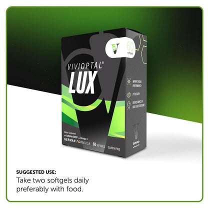 Vivioptal Lux 60 Softgels, Omega 3, Zinc, and Vitamin C & E, Multivitamin & Multimineral, Gluten Free, German Formula