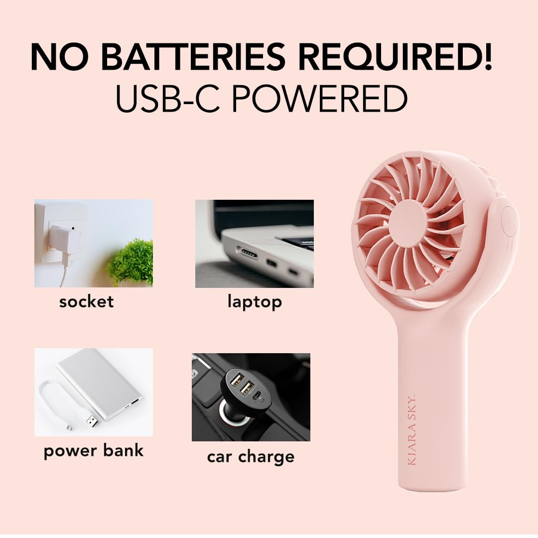 KIARA SKY Lash Fan | Portable Rechargeable Wireless Mini Handheld Lash Fan | 3 Speed Settings | Lash Fan Dryer for Eyelash Extensions | Air Cooling Blower Fan with USB- C | Travel Friendly