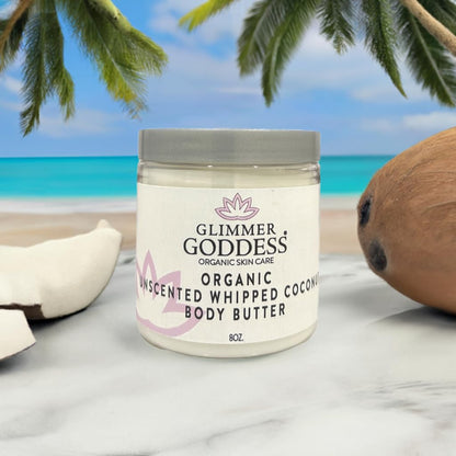 GLIMMER GODDESS Organic Whipped Coconut Oil Body Butter, 8oz