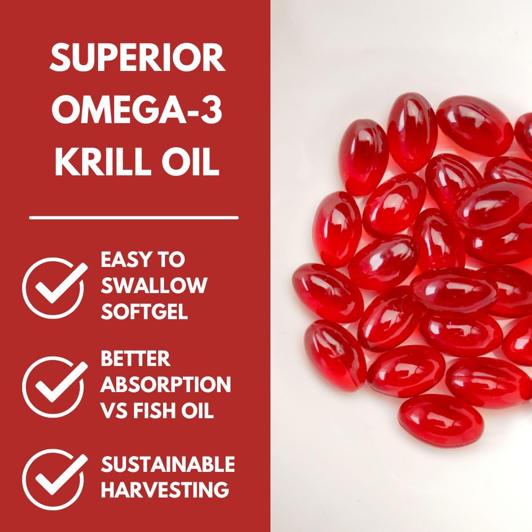 Scimera MD® KrillOilMD Antarctic Krill Oil Omega 3 DHA EPA Supplement with Astaxanthin for Heart, Brain, and Joint Support