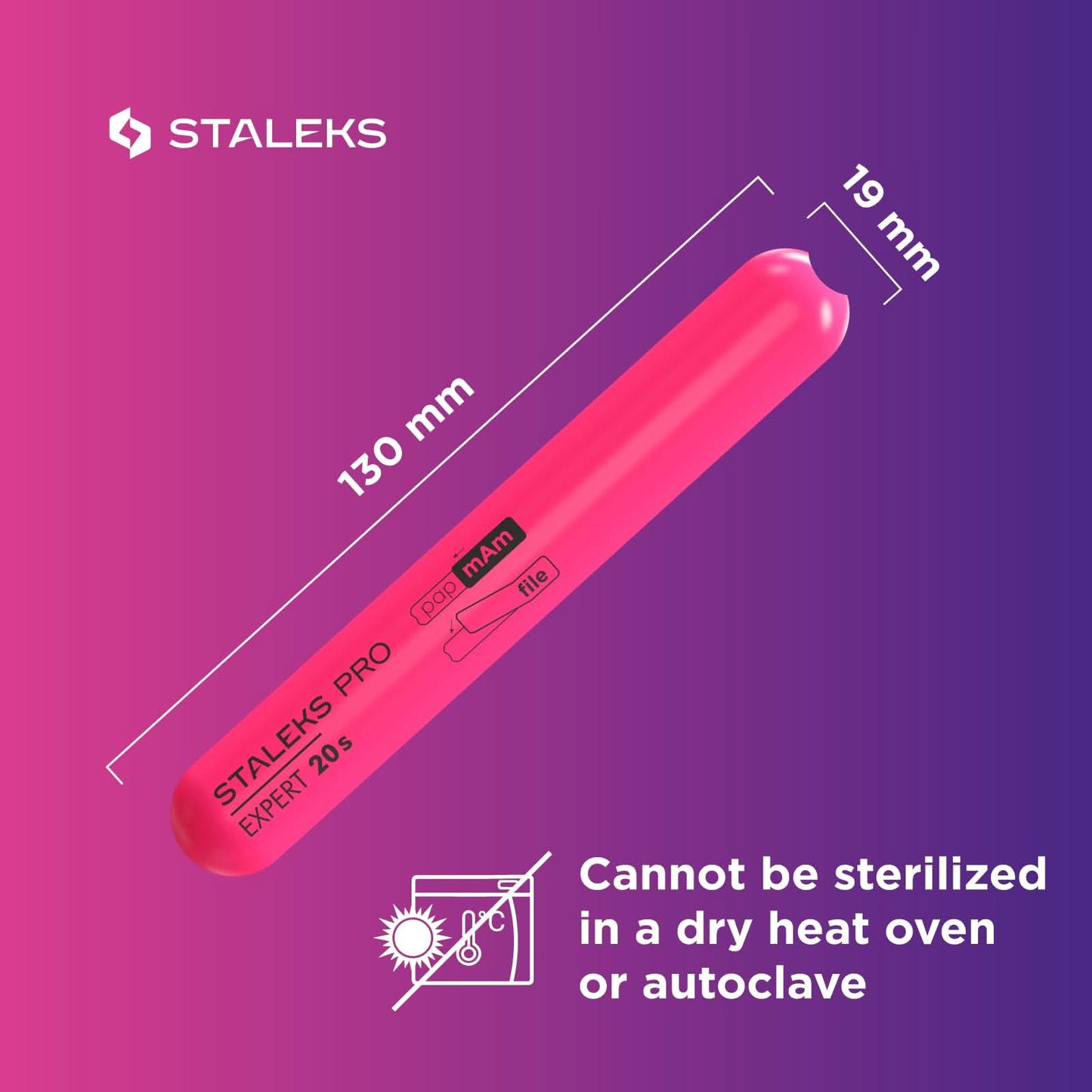 STALEKS Slanted Plastic Nail File, Straight (Base) SPBE-20s, Pink