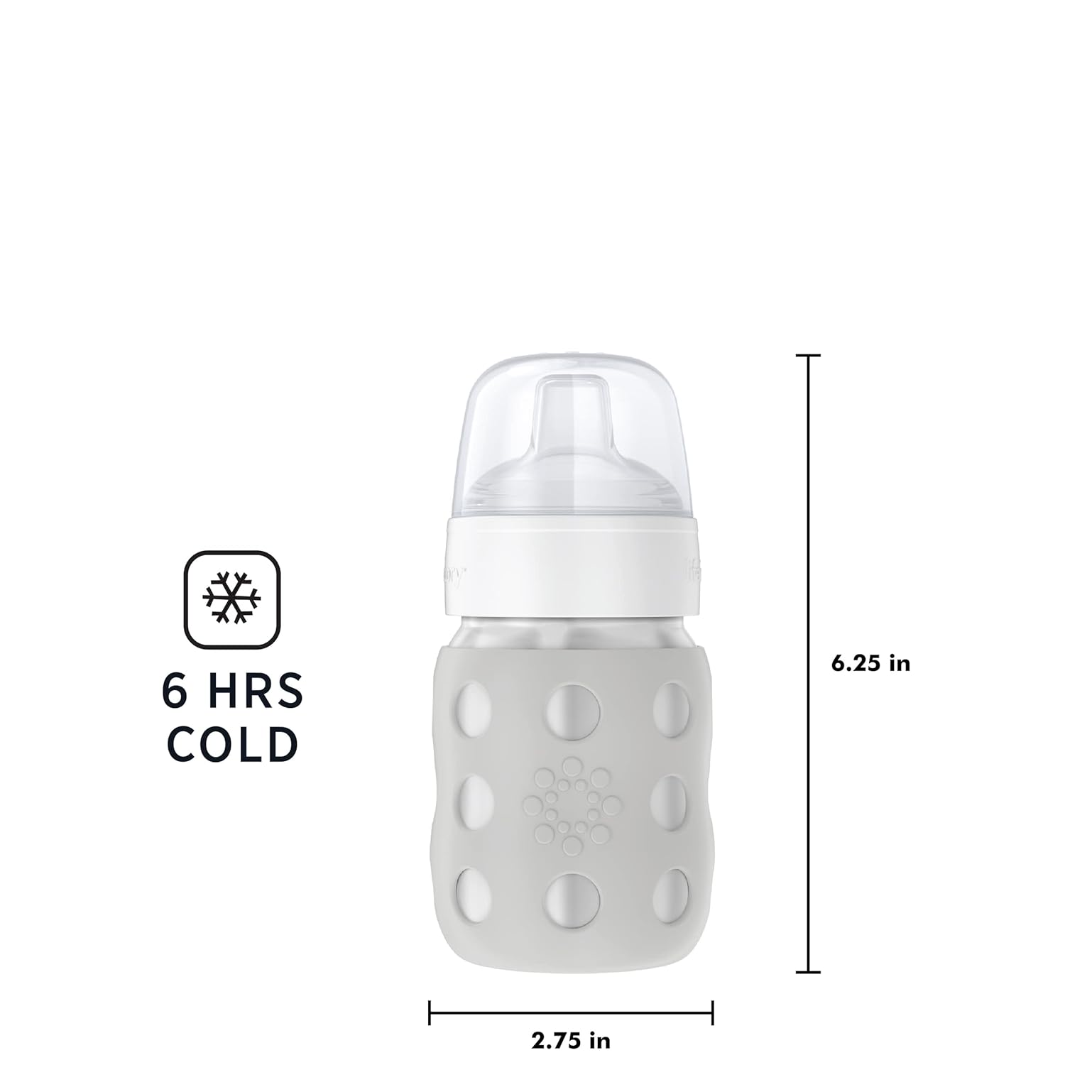 Lifefactory Stainless Steel Baby Bottle Sippy Spout 8oz-Stone Gray