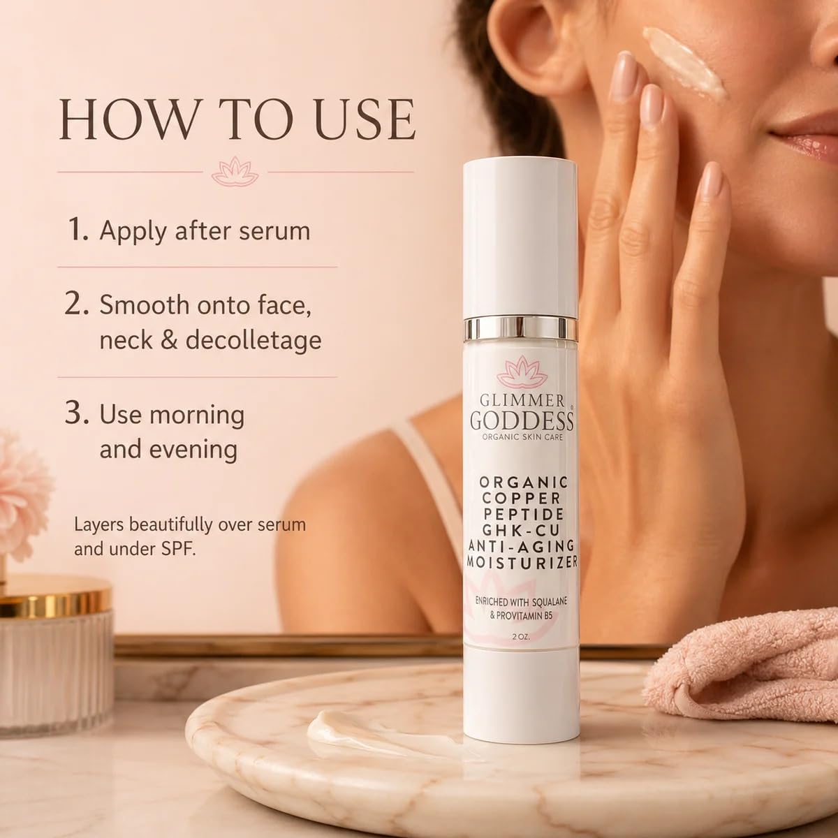 GLIMMER GODDESS Organic Daily Face Moisturizer Cream, Bottle 2oz