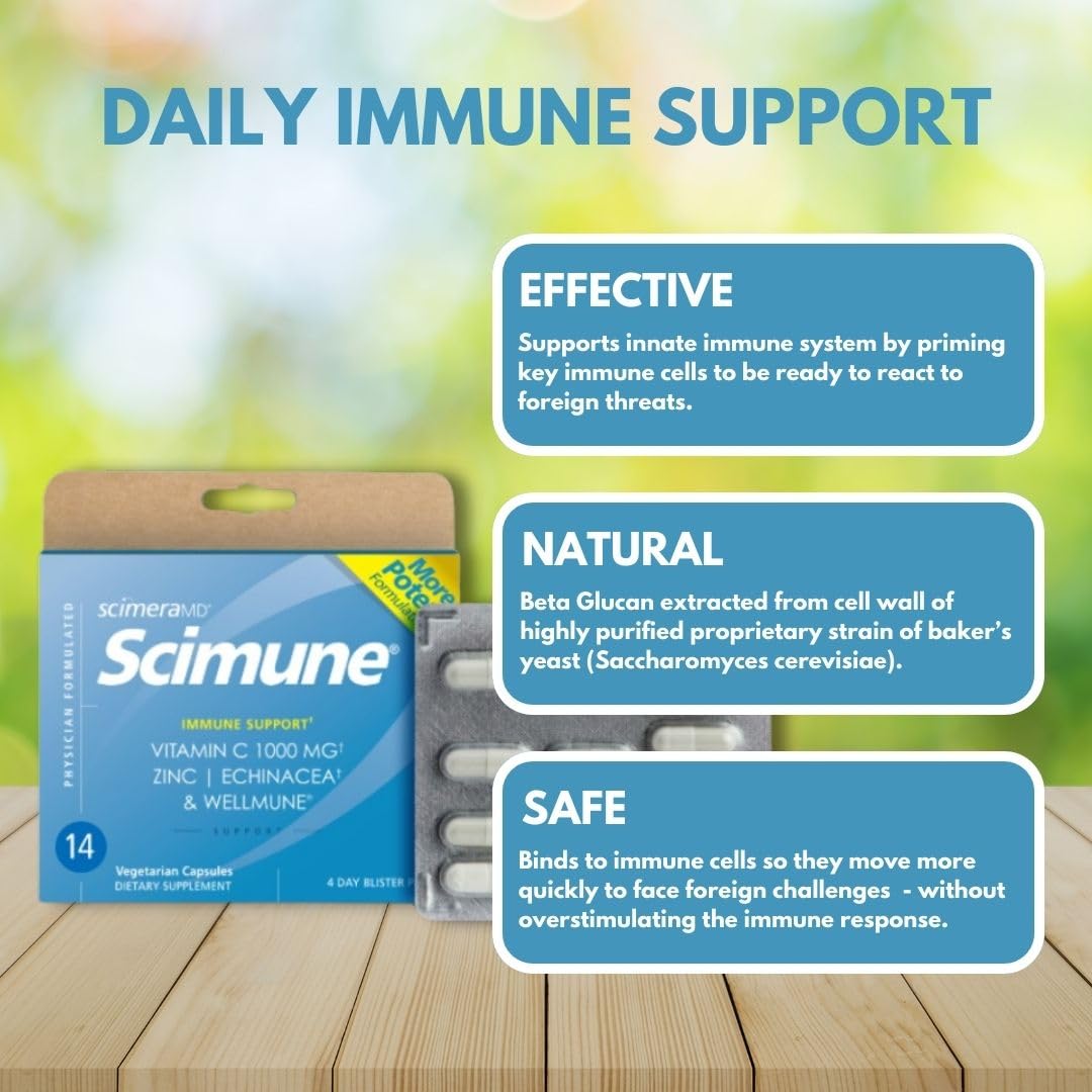 ScimeraMD® Scimune Immune Support Supplement with Zinc, Quercetin, Echinacea, and Wellmune® Beta Glucan