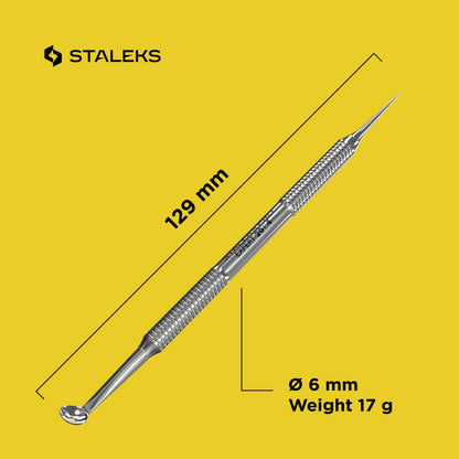 Staleks Pro Cosmetology Double-Ended Tool Expert 20 Type 4 – Uno Spoon & Vidal Needle – Stainless Steel Blackhead Remover – Pimple Extractor Tool