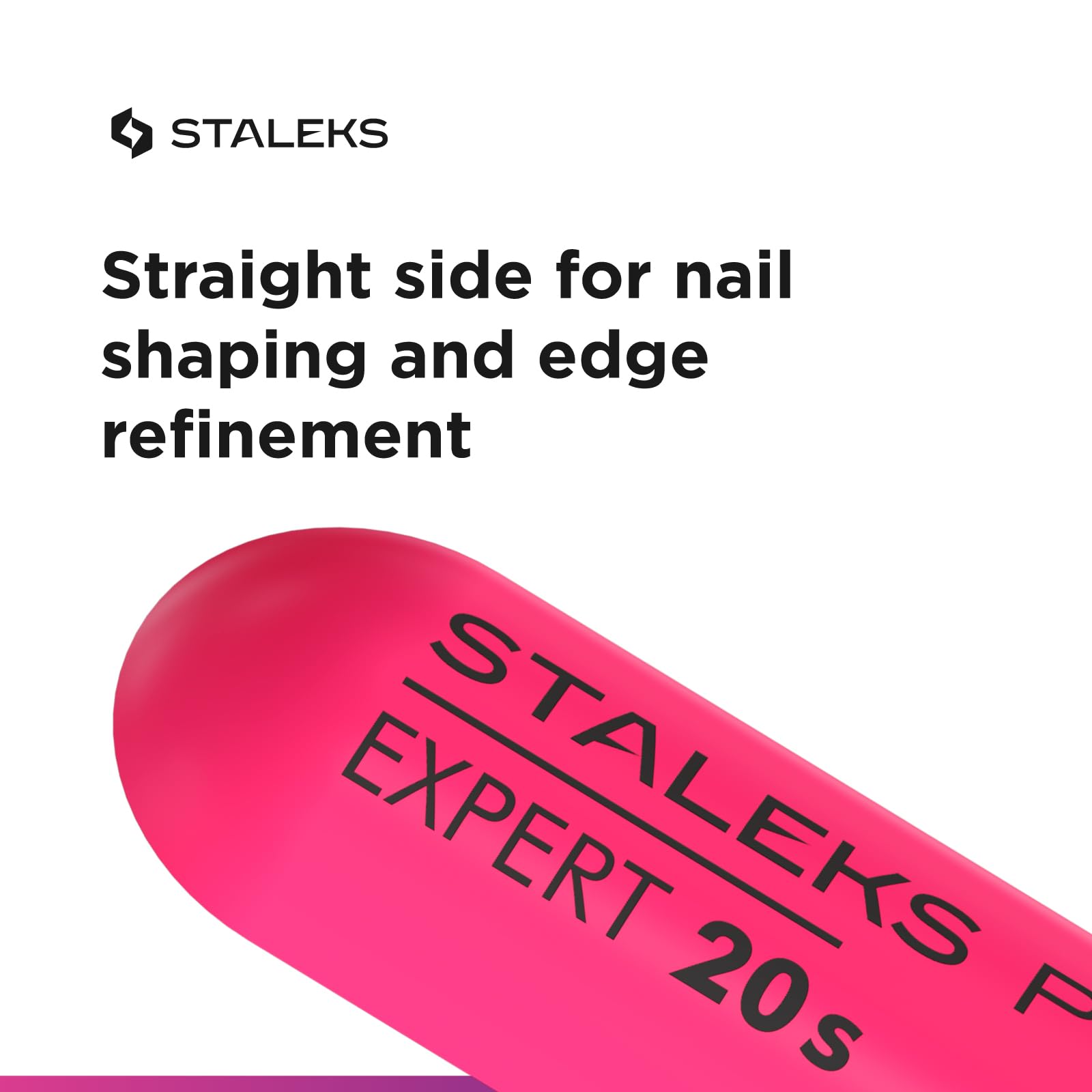STALEKS Slanted Plastic Nail File, Straight (Base) SPBE-20s, Pink