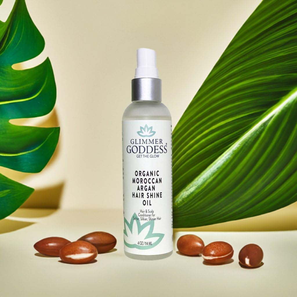 GLIMMER GODDESS Organic Moroccan Argan Oil Hair Spray - Frizz Control, 4 oz