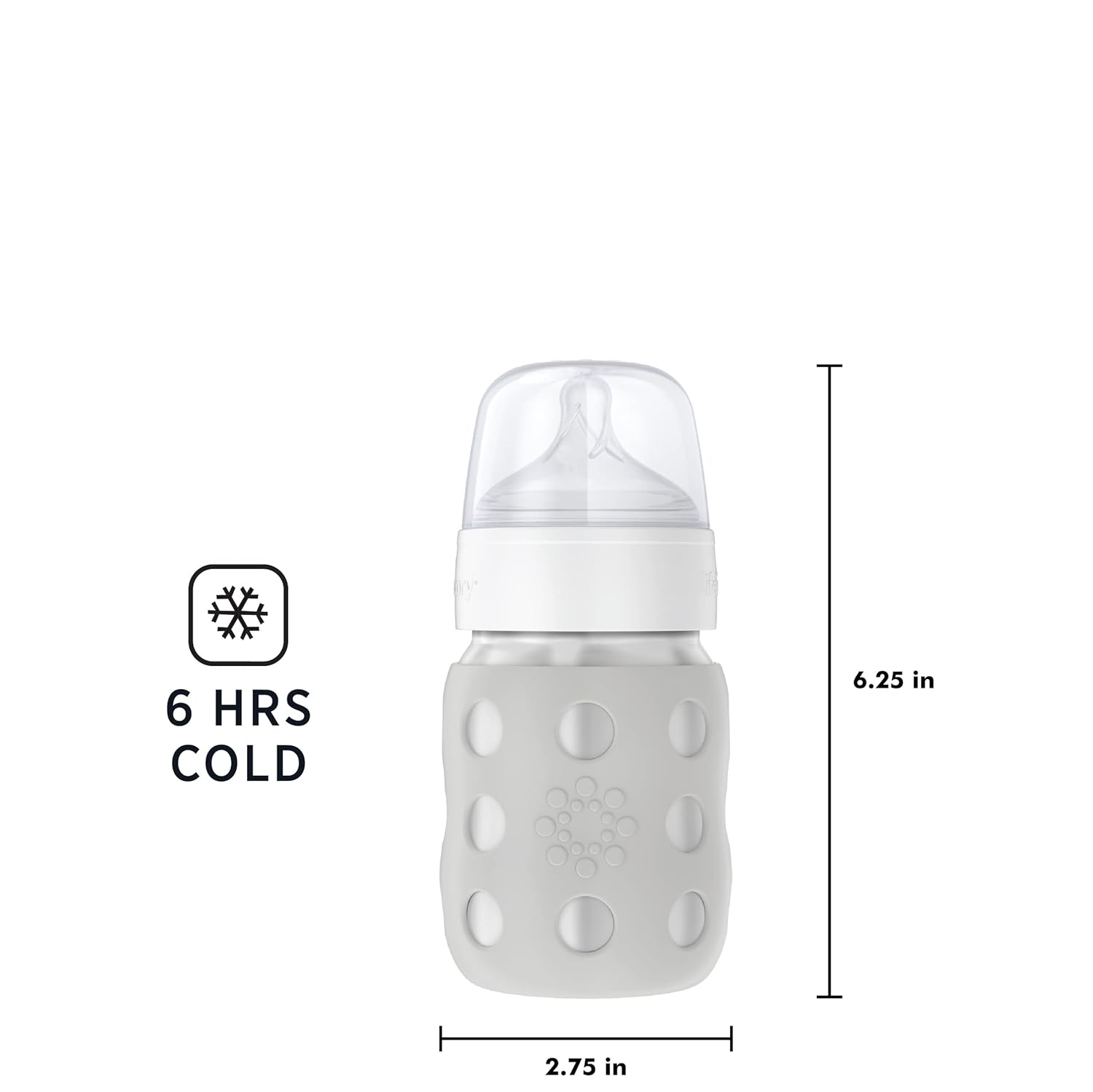 Lifefactory Stainless Steel Baby Bottle 8oz-Stone Gray